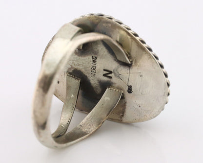 Navajo Ring 925 Silver Blue Turquoise Artist Signed N C.80's
