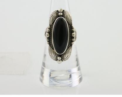 Navajo Handmade Ring 925 Silver Black Onyx Artist Signed GR C.80's