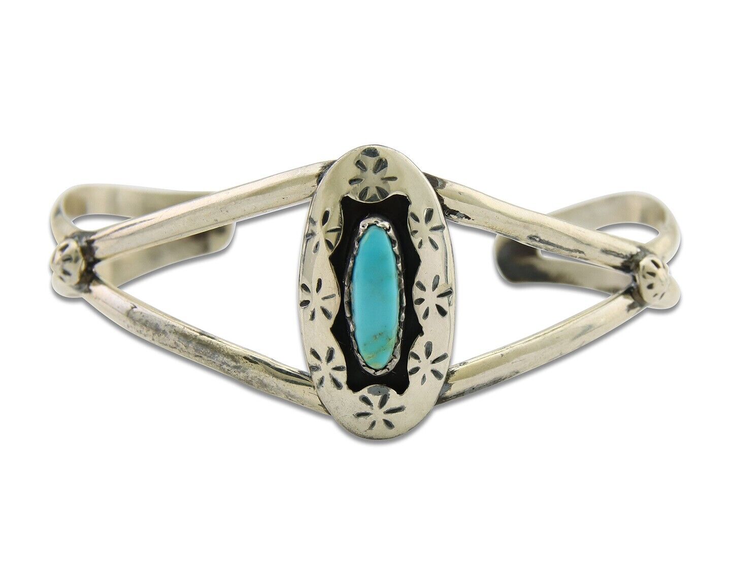 Navajo Cuff Bracelet 925 Silver Turquoise Cuff Artist Signed IJC C.80's