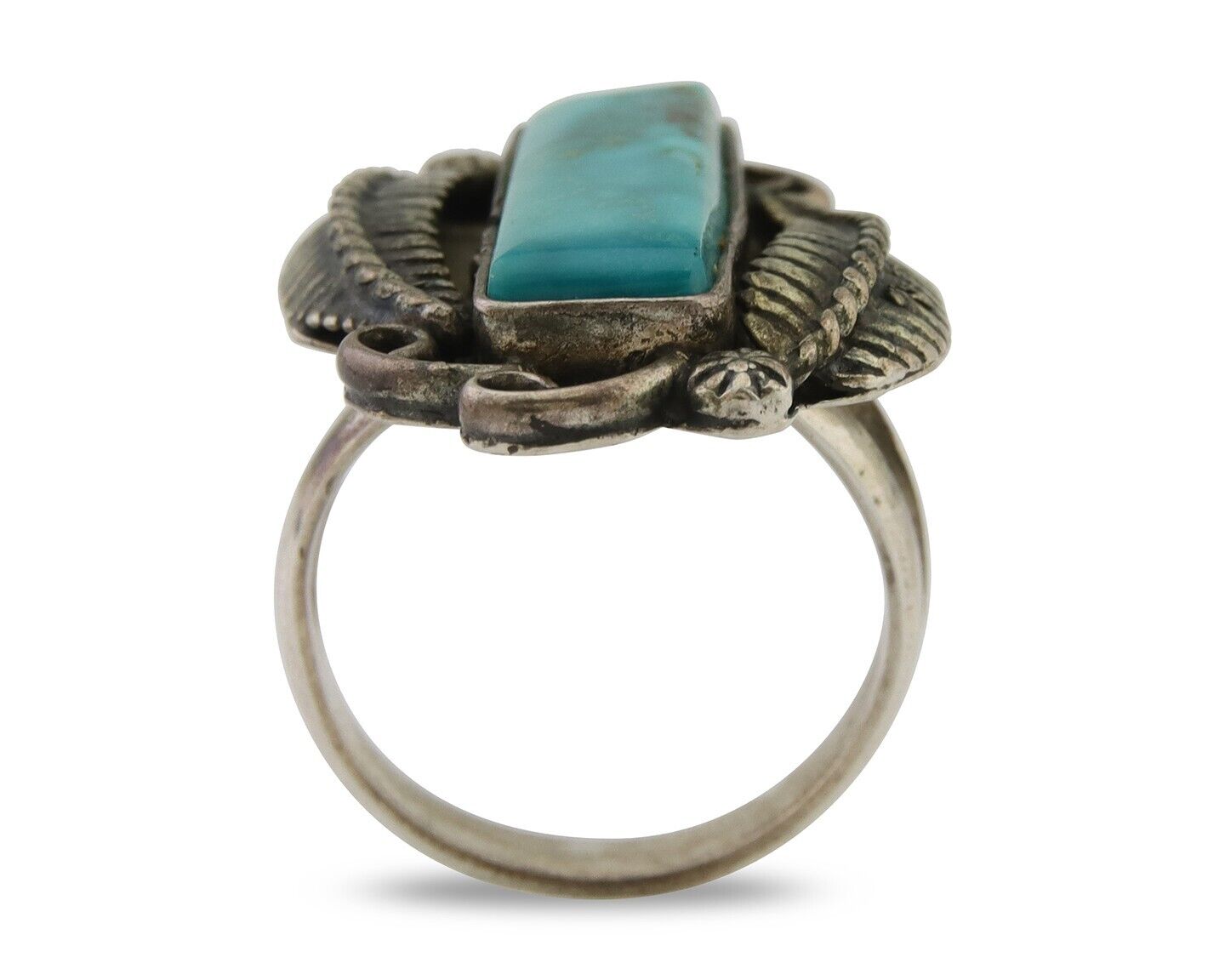 Navajo Handmade Ring 925 Silver Natural Turquoise Native Artist C.80's