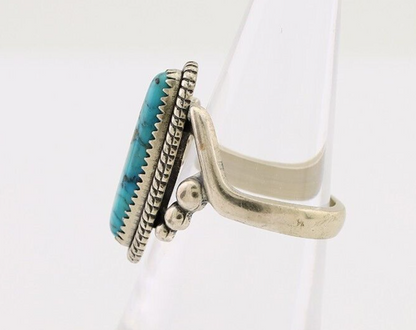 Navajo Ring 925 Silver Natural Kingman Turquoise Signed Wheeler MFG C.80's