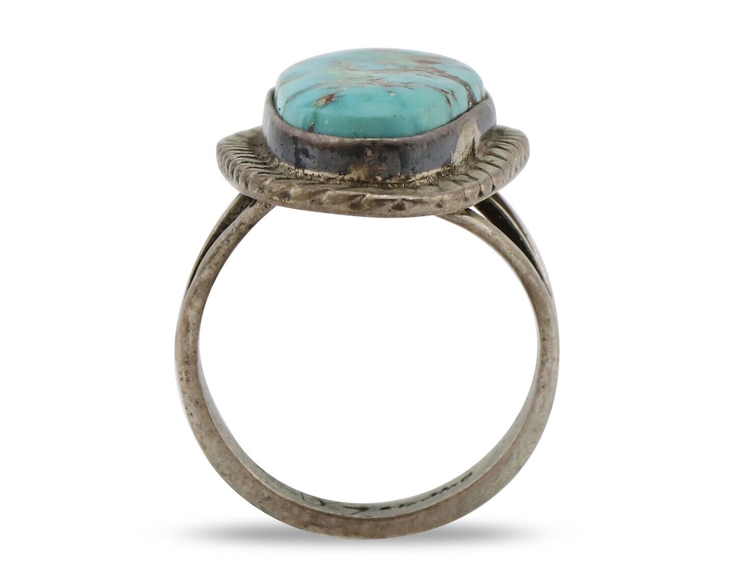 Navajo Ring .925 Silver Blue Turquoise Artist Signed Doug Zachary C.80's