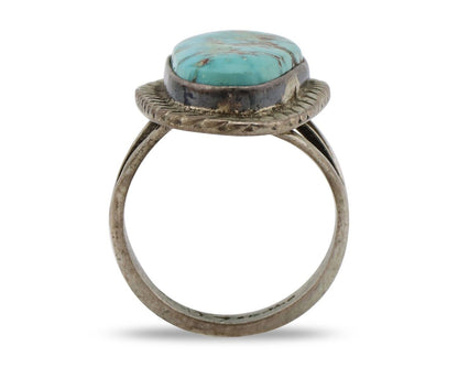 Navajo Ring .925 Silver Blue Turquoise Artist Signed Doug Zachary C.80's