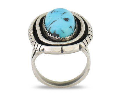 Navajo Ring 925 Silver Sleeping Beauty Turquoise Native Artist C.80's