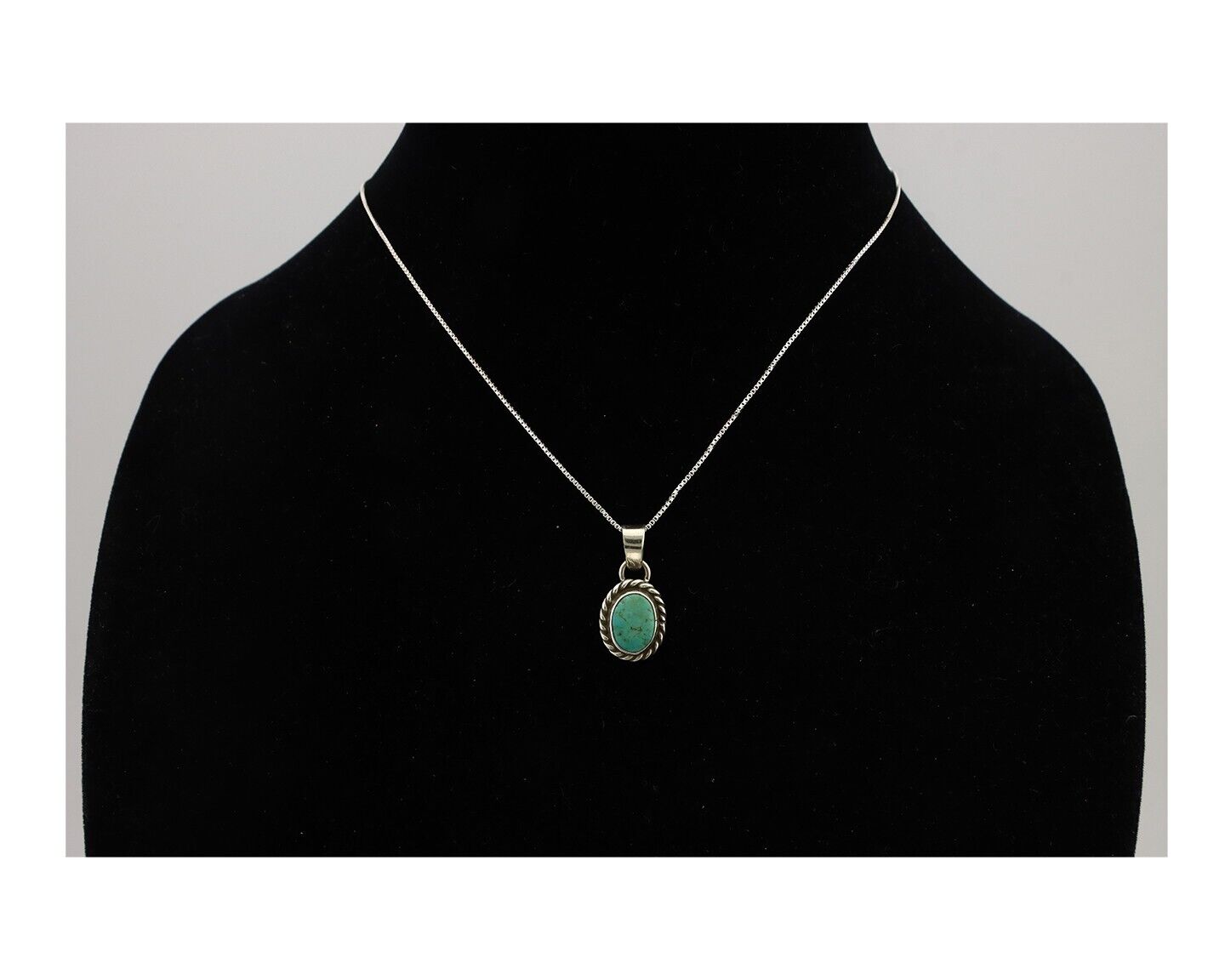 Navajo Necklace 925 Silver Natural Kingman Turquoise Native Artist C.2008