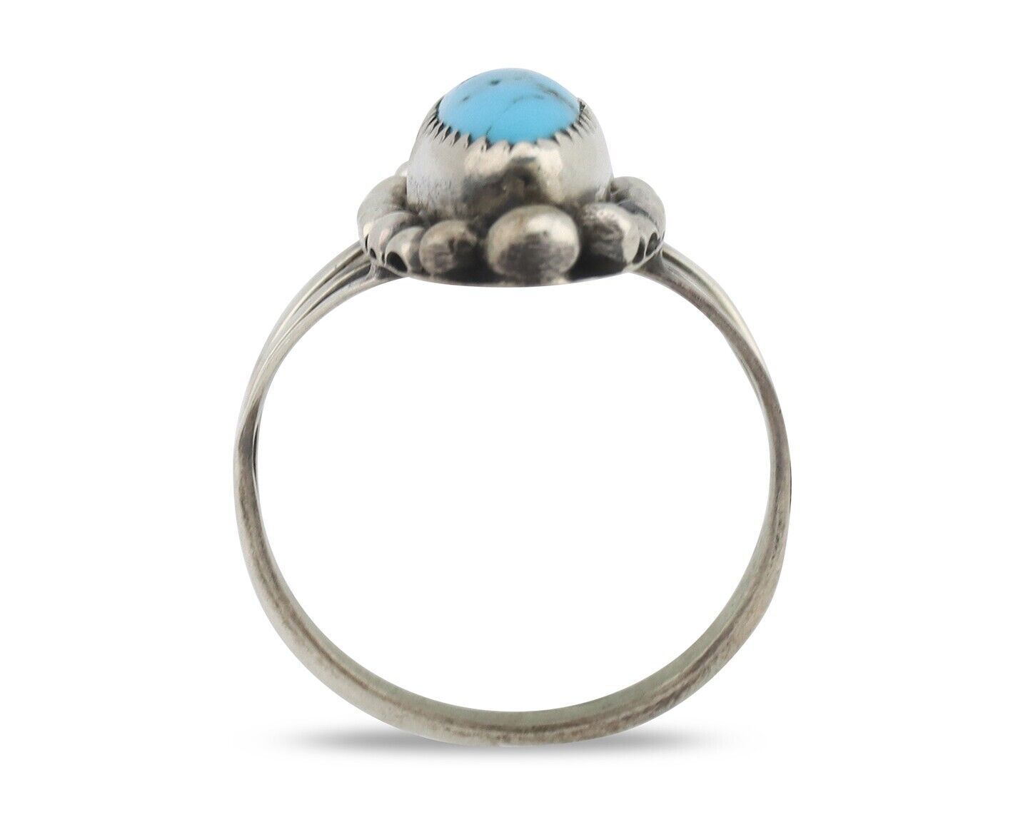 Navajo Ring .925 Silver Sleeping Beauty Turquoise Signed SkyStone Creations C80s