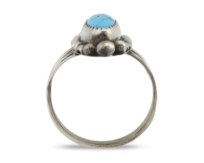 Navajo Ring .925 Silver Sleeping Beauty Turquoise Signed SkyStone Creations C80s