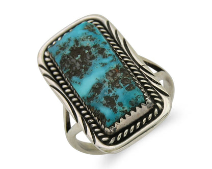 Navajo Ring .925 Sterling Silver Turquoise Artist Signed Mm C.80's
