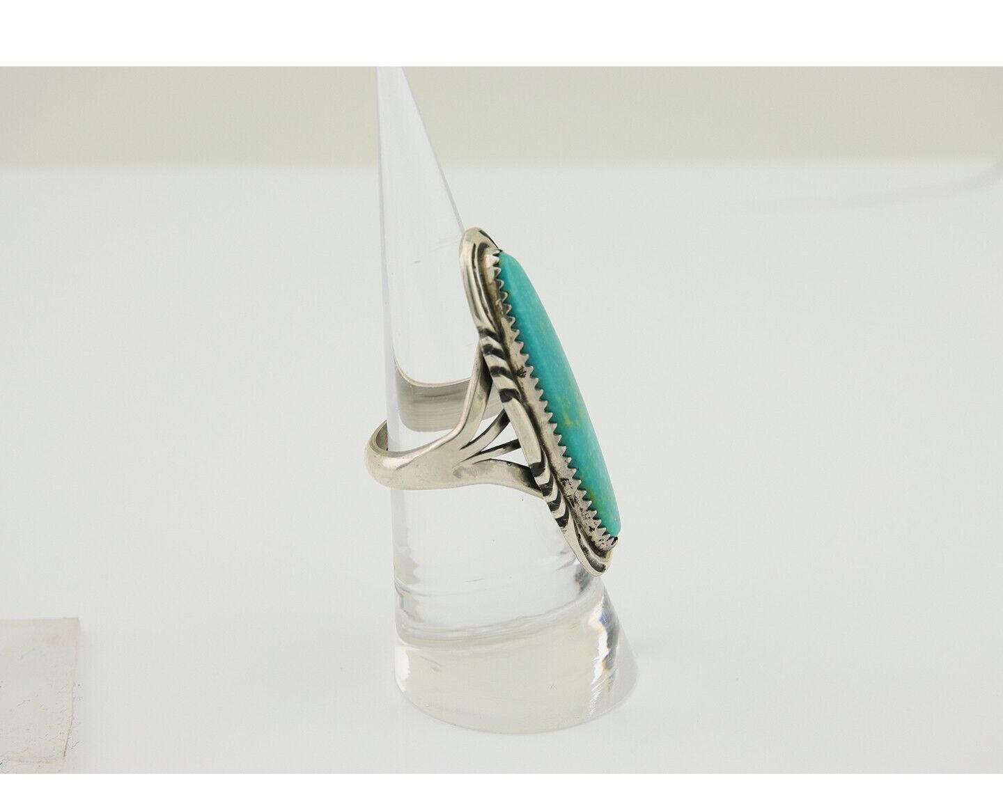 Navajo Hand Stamped Ring 925 Silver Turquoise Native Artist Begay C.80's