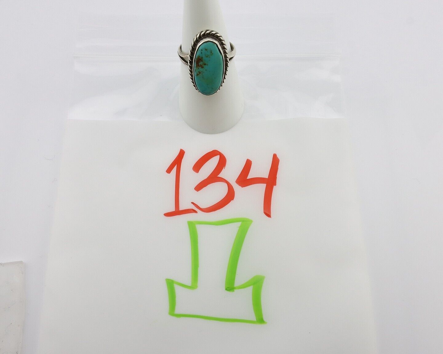 Navajo Ring 925 Silver Kingman Turquoise Artist Signed M Montoya C.80's