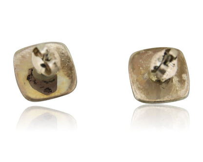 Navajo Hand Stamped Earrings 925 Silver Blue Turquoise Native Artist C.80's