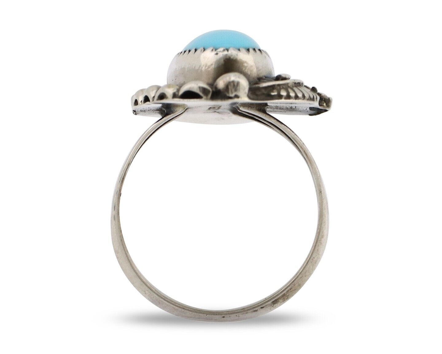 Navajo Ring 925 Silver Sleeping Beauty Turquoise Signed SC C.80's