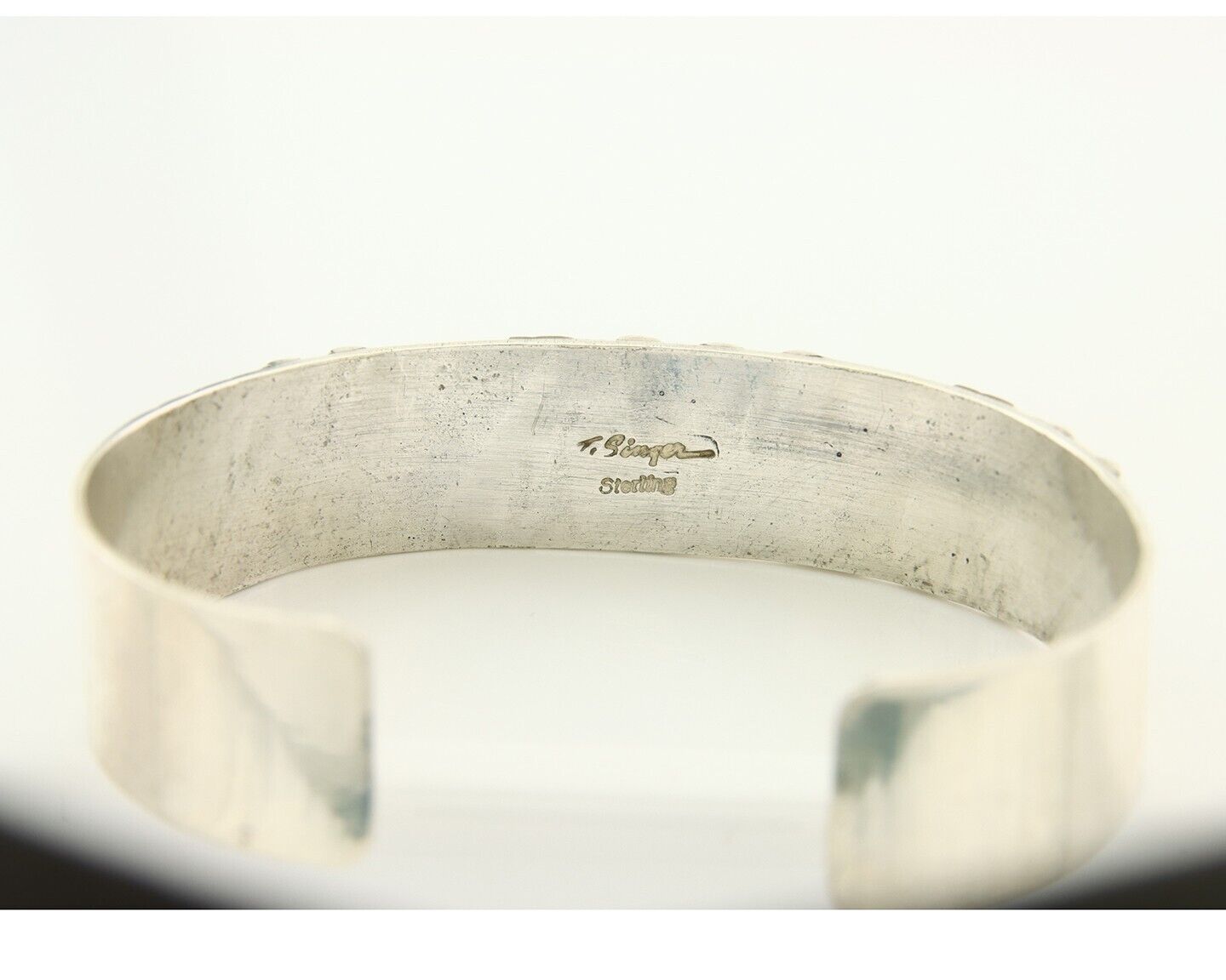 Navajo Bracelet Gold & 925 Silver Handmade 16 mm Wide Signed Thomas Singer C80s