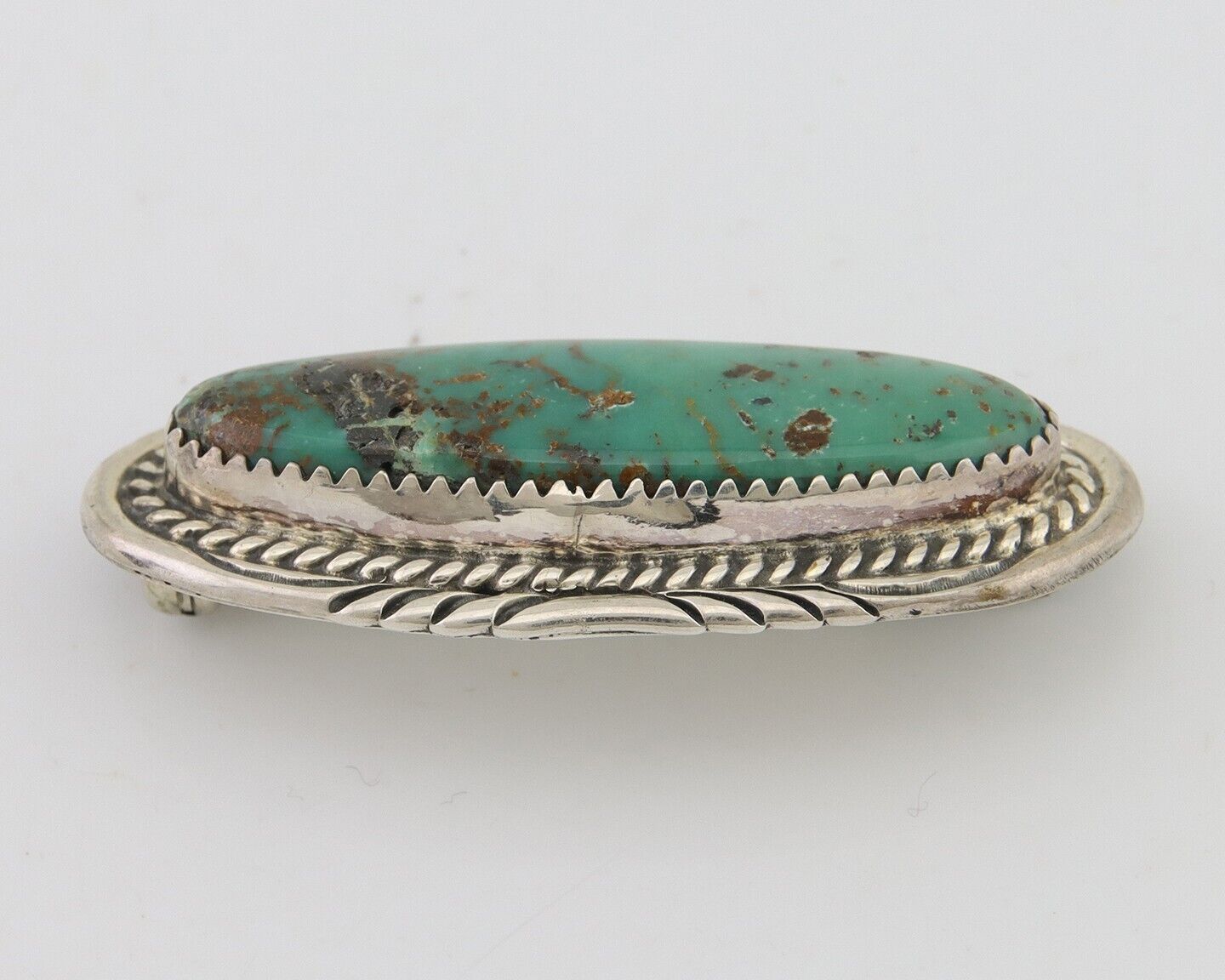 Navajo Pin Pendant 925 Silver Natural Blue Turquoise Artist Signed Davey Morgan