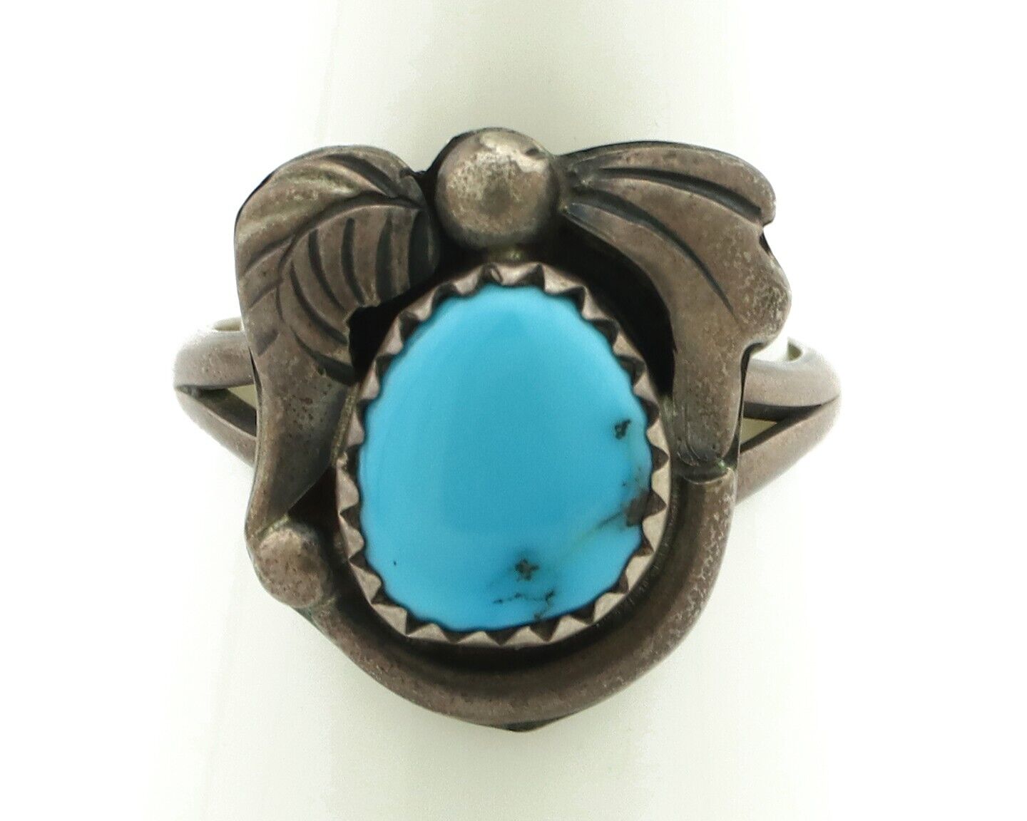Navajo Ring .925 Silver Sleeping Beauty Turquoise Native American Artist C.80's