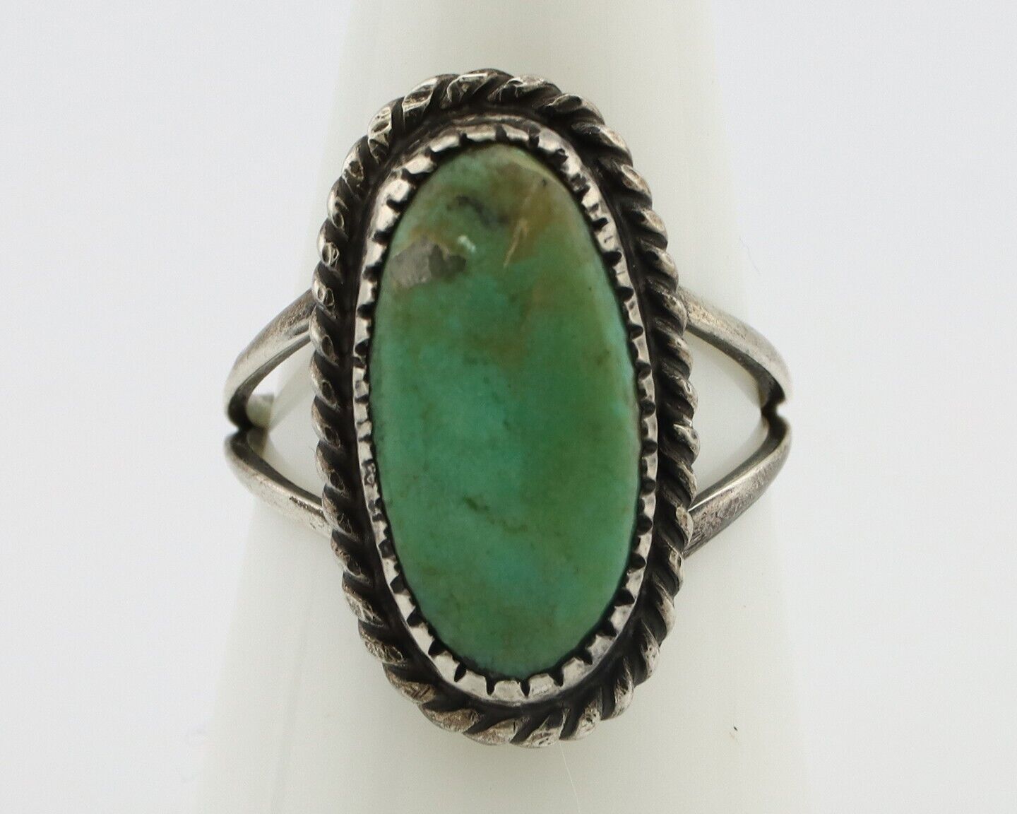 Navajo Ring 925 Silver Kingman Turquoise Native American Artist C.80's