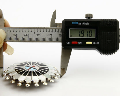 Zuni Signed Artist Victoria Unkestine Inlaid .925 SOLID Silver Tewa Pendant Pin