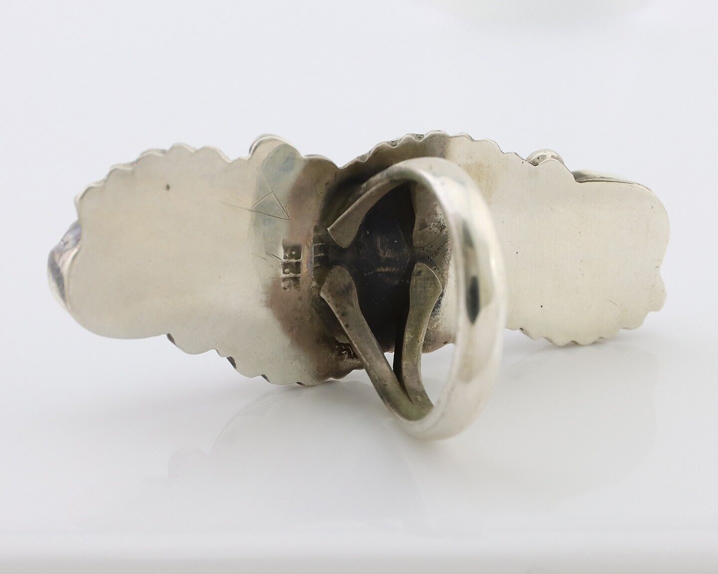 Navajo Ring 925 Silver Kingman Turquoise Native American Artist C.80's