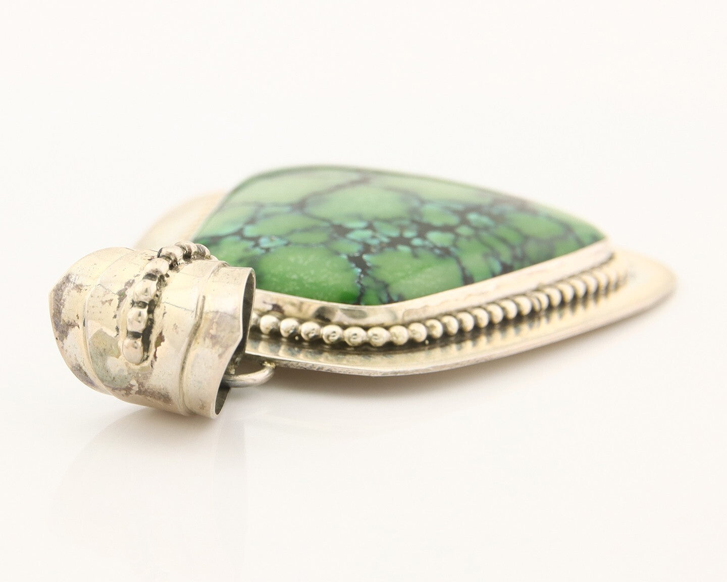 Navajo 925 Silver Pendant Turquoise Handmade Artist Signed J Linkin C.80's