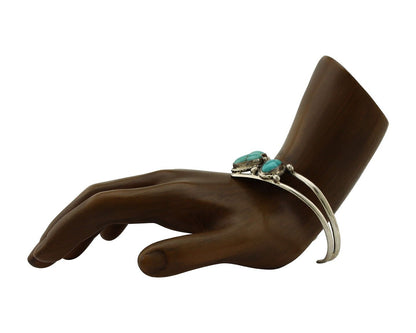 Navajo Bracelet 925 Silver Natural Blue Turquoise Artist Signed MC C.80's
