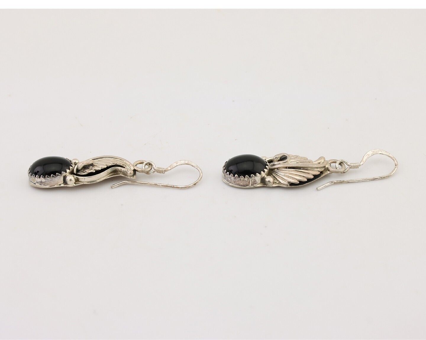 Navajo Dangle Earrings 925 Silver Black Onyx Native American Artist C.80's
