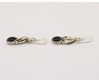 Navajo Dangle Earrings 925 Silver Black Onyx Native American Artist C.80's