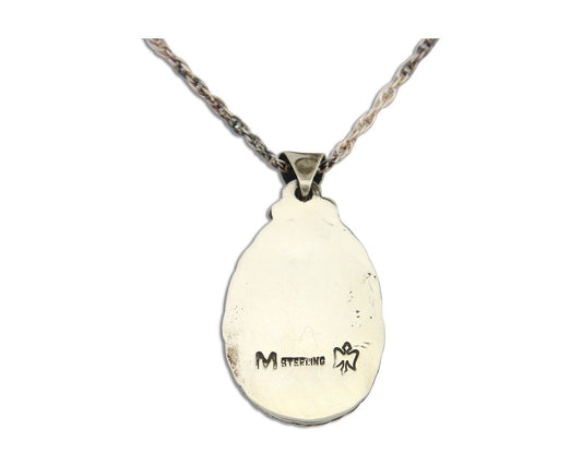 Navajo Necklace 925 Silver Natural Turquoise Artist Signed M Montoya C.80's