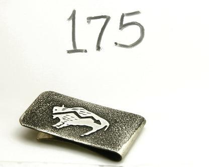 Navajo Money Clip .925 Silver & Nickle Hand Stamped Artist RB C.80's-90's