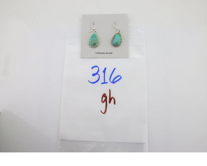 Navajo Dangle Earrings 925 Silver Natural Turquoise Artist Signed Montoya C.80's