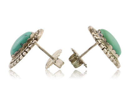 Navajo Earrings 925 Silver Natural Mined Turquoise Native American Artist C.80's