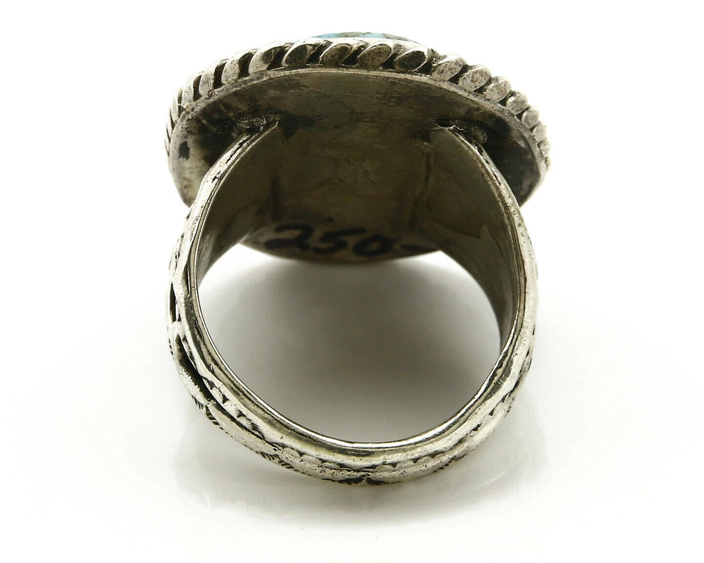 Navajo Ring .925 SOLID Silver Kingman Turquoise Signed Ralph Pemberton C.1975