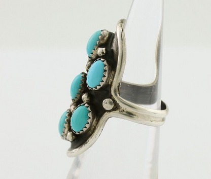 Navajo Handmade Ring 925 Silver Kingman Turquoise Artist Signed HL C.80's