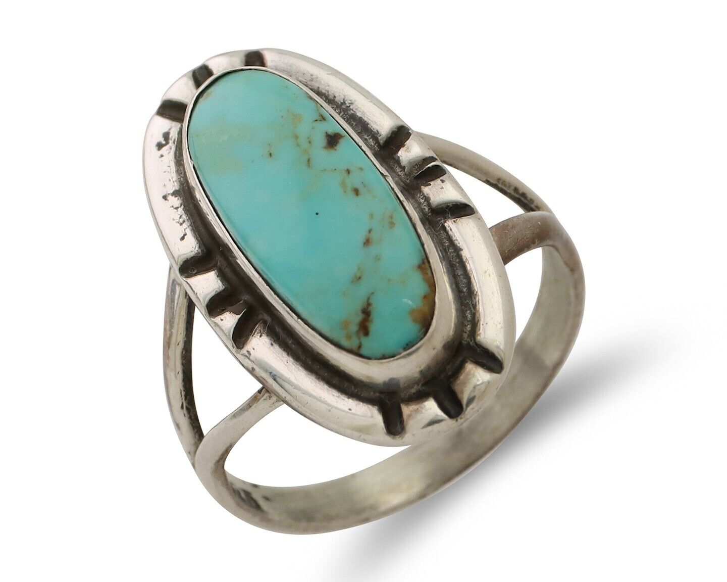 Navajo Handmade Ring 925 Silver Blue Turquoise Artist Signed Kachina C.80's