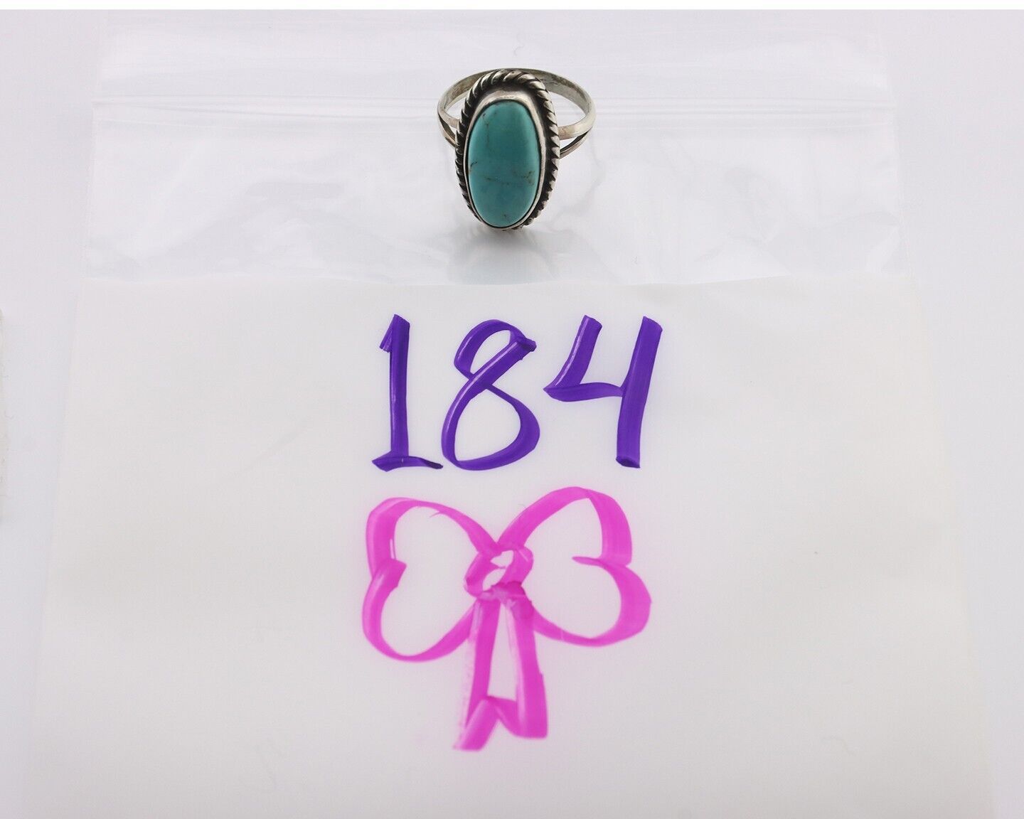 Navajo Ring 925 Silver Natural Kingman Turquoise Signed M Montoya C.80's