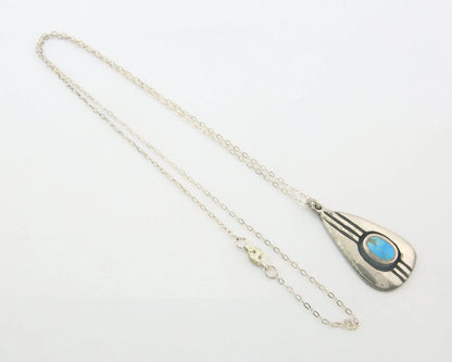 Navajo Necklace Sterling Silver Natural Blue Turquoise Vintage Handmade