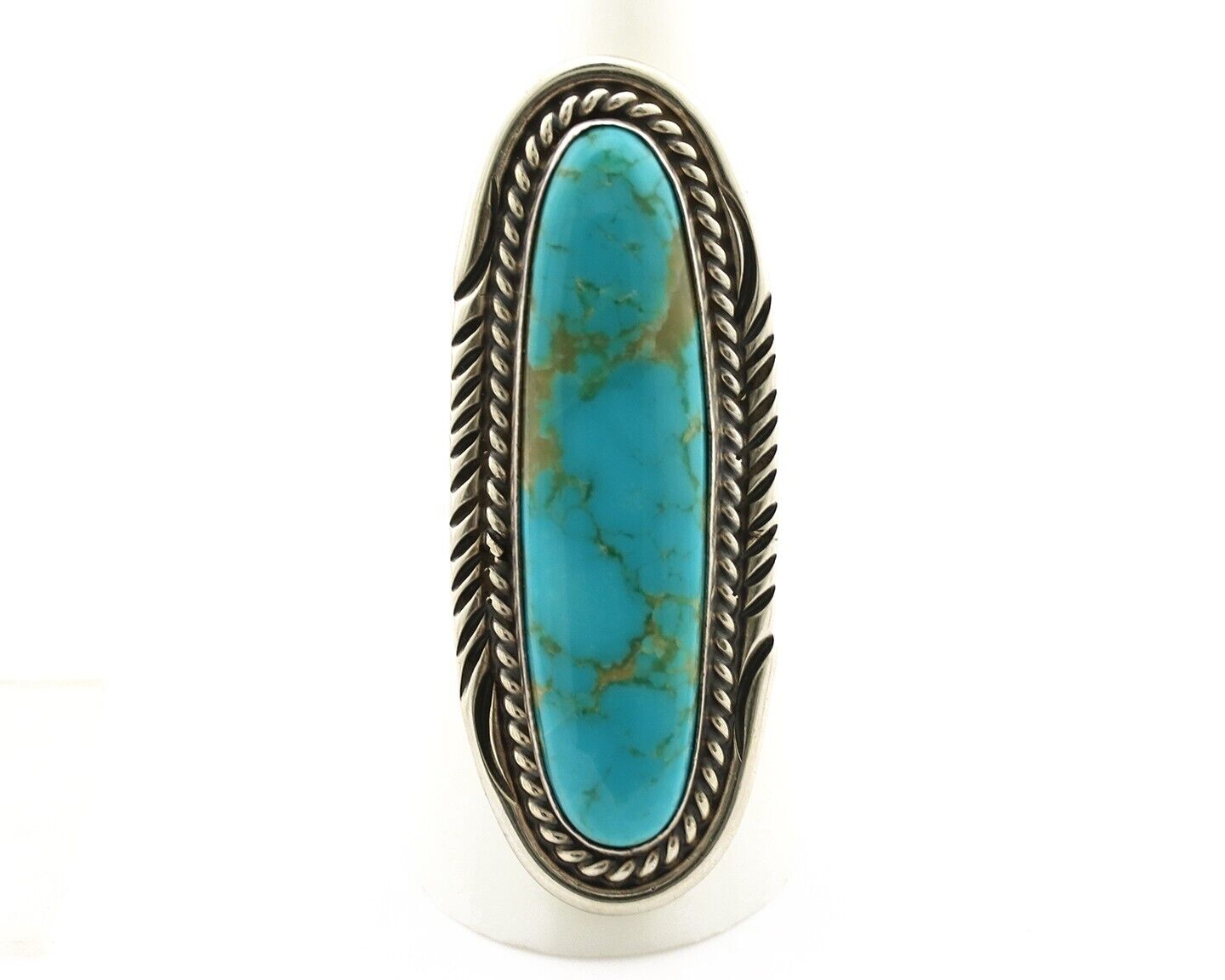 Navajo Ring 925 Silver Natural Mined Turquoise Artist Signed USA C.80s