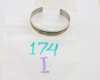 Navajo Bracelet 925 Silver & 12K Gold Cuff Artist Signed Randall Endito 80's