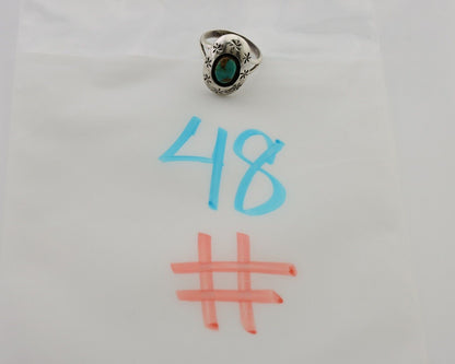 Navajo Ring 925 Silver Kingman Turquoise Native American Artist C.80's