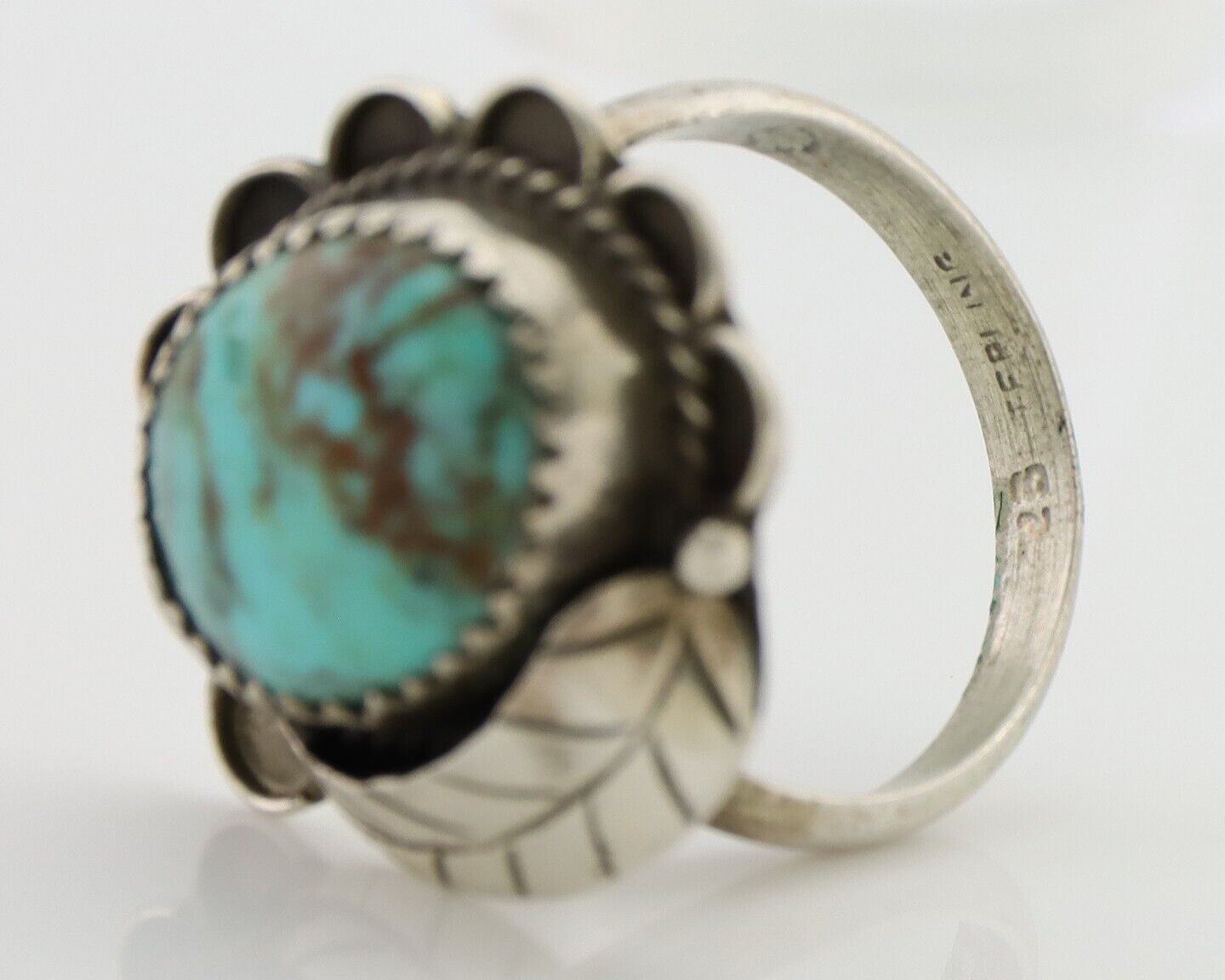 Navajo Handmade Ring 925 Silver Kingman Turquoise Native American Artist C.80's