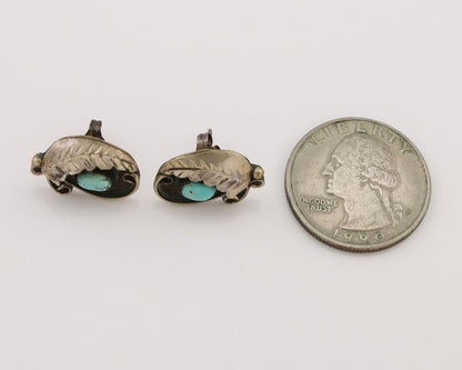 Navajo Earrings 925 Silver Natural Turquoise Native American Artist C.80's