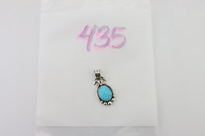 Navajo Pendant 925 Silver Natural Turquoise Artist Signed RB C.80's