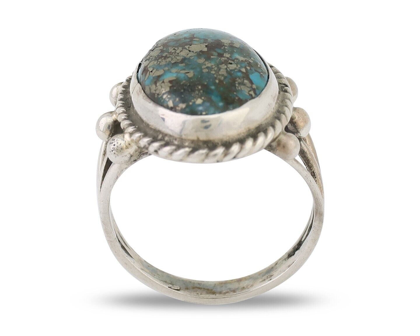 Navajo Ring 925 Silver Morenci Turquoise Native American Artist C.80's