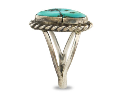 Navajo Ring 925 Sterling Natural Mined Arizona Turquoise C.80's Size 7.5