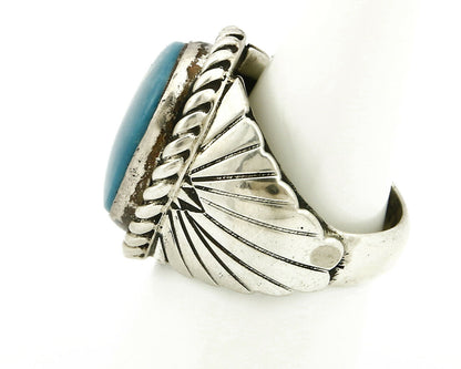 Navajo Ring .925 SOLID Silver Castle Dome Turquoise Signed Doug Zachary C.80's