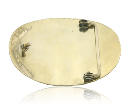 Navajo Concho Belt Buckle .999 Nickel Turquoise Native American 2.0x3.0 in C80s