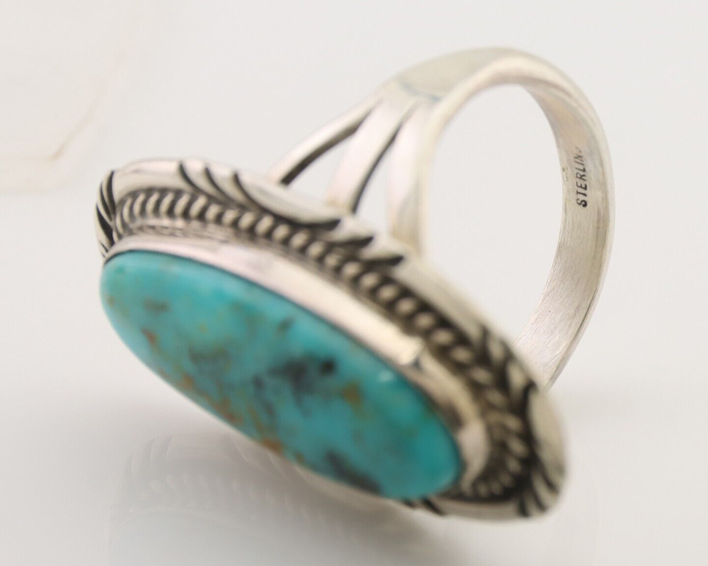 Navajo Ring 925 Silver Natural Blue Turquoise Native American Artist C.80's