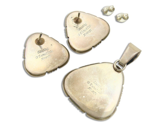 Navajo Pendant Earring Set 925 Silver Lapis Lazuli Signed William Denetdale C80s