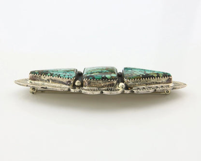 Navajo Handmade Pin Sterling Silver Turquoise Vintage Artist Signed GB