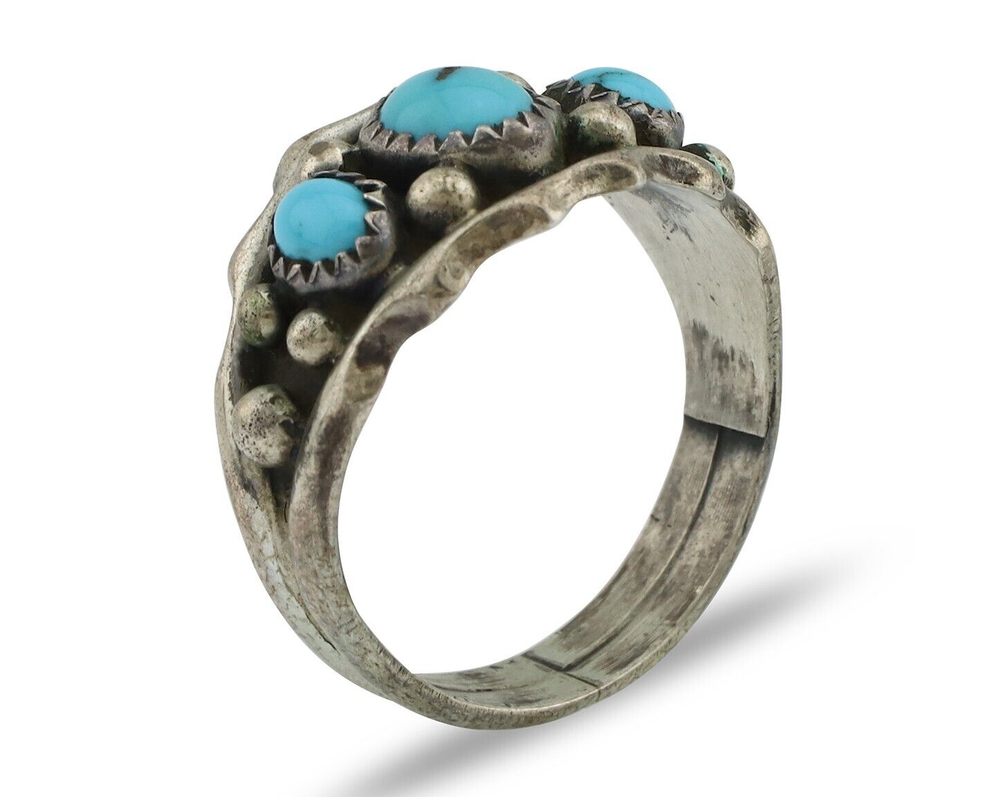 Navajo Ring 925 Silver Blue Turquoise Artist Signed SkyStone Creations C.80's