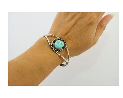 Navajo Cuff Bracelet 925 Silver Turquoise Cuff Native American Artist C.80's